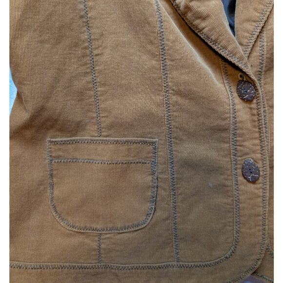 Retro Earthcore Corduroy Stitching Pockets Blazer Leaf Button Jacket Size 16 (M) - Picture 8 of 10
